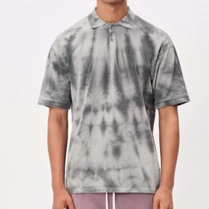 John Elliott Charcoal Tie-Dye Oversized Polo Shirt